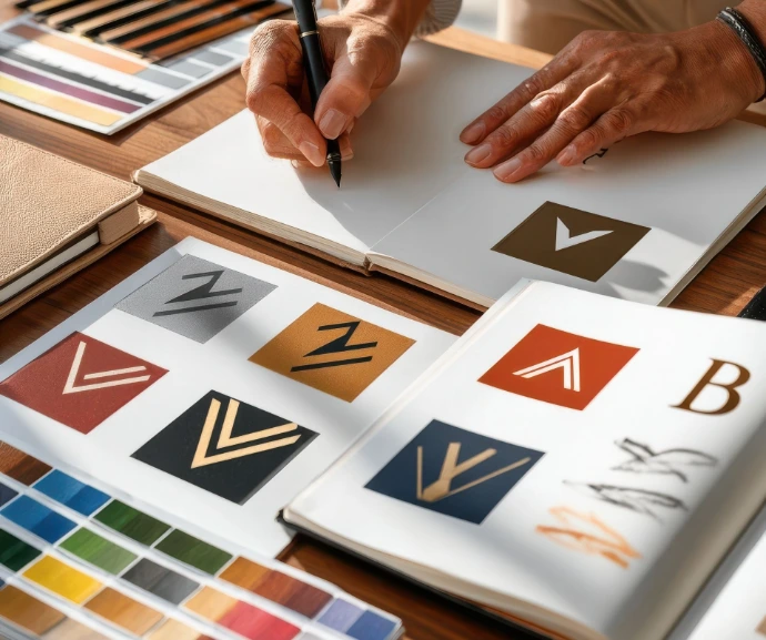 Brand designer travaillant sur une identité de marque